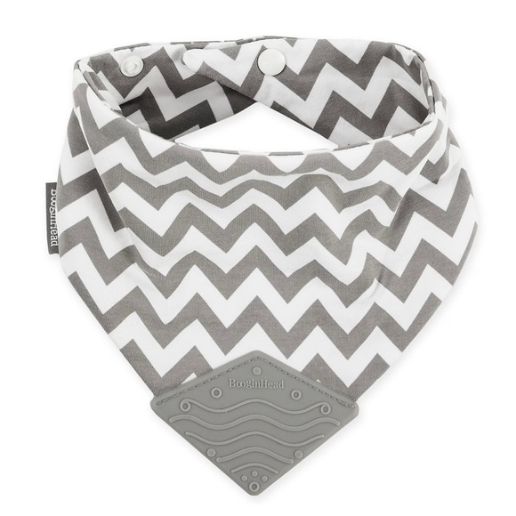 BooginHead Unisex Grey/White Chevron Teether Bib - Picture 3 of 13